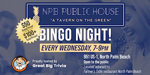 Imagem principal do evento Free Bingo @ NPB Public House | $100+ in Prizes | $50 Grand Prize | Win Big