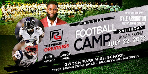 8th Annual -FREE The Pursuit of Greatness Pro-Football Camp primary image
