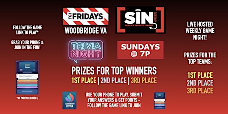 Trivia Game Night | SIN Sundays - TGI Fridays Woodbridge VA - SUN 7p