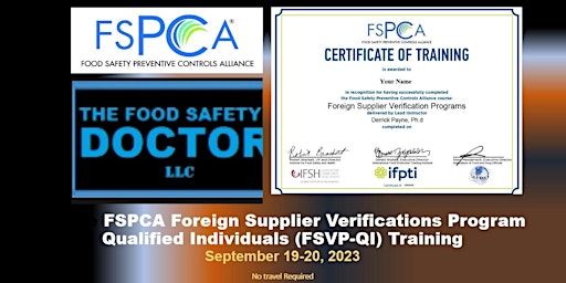 Immagine principale di FSPCA FSVP Online Foreign Supplier Verification Program Certificate  [FSVP] 