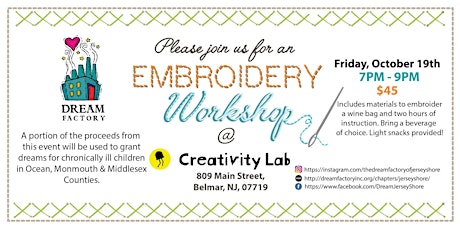 Embroidery Workshop at Creativity Labs primary image