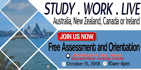 STUDY WORK LIVE IN Australia, New Zealand, Canada or Ireland primary image