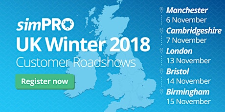 simPRO UK Winter Customer Roadshow - Cambridgeshire primary image