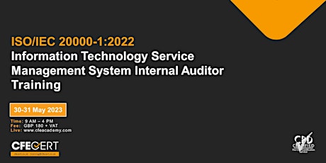 ISO/IEC 20000-1:2022  ITSMS  Internal Auditor - ₤180