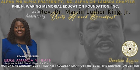 27th Anniversary Rev. Dr. Martin Luther King, Jr. Unity Award Breakfast