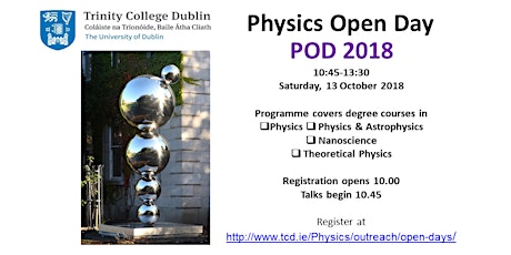 Trinity College Dublin Physics Open Day 2018 primary image