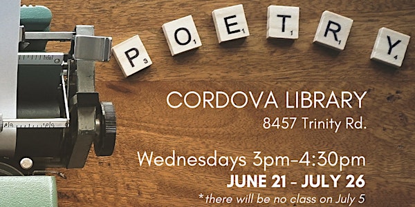 Creative Aging Studio Course: Poetry @ Cordova Library