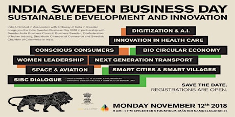 India Sweden Business Day -12 November 2018 - Sustainable Development & Innovation primary image