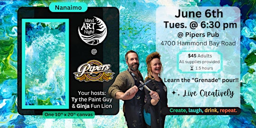 Paint Pouring Party at Piper's!  Learn the "Grenade" Pour with Ty and Ginja primary image