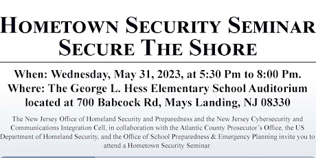 Hometown Security Seminar: Secure The Shore