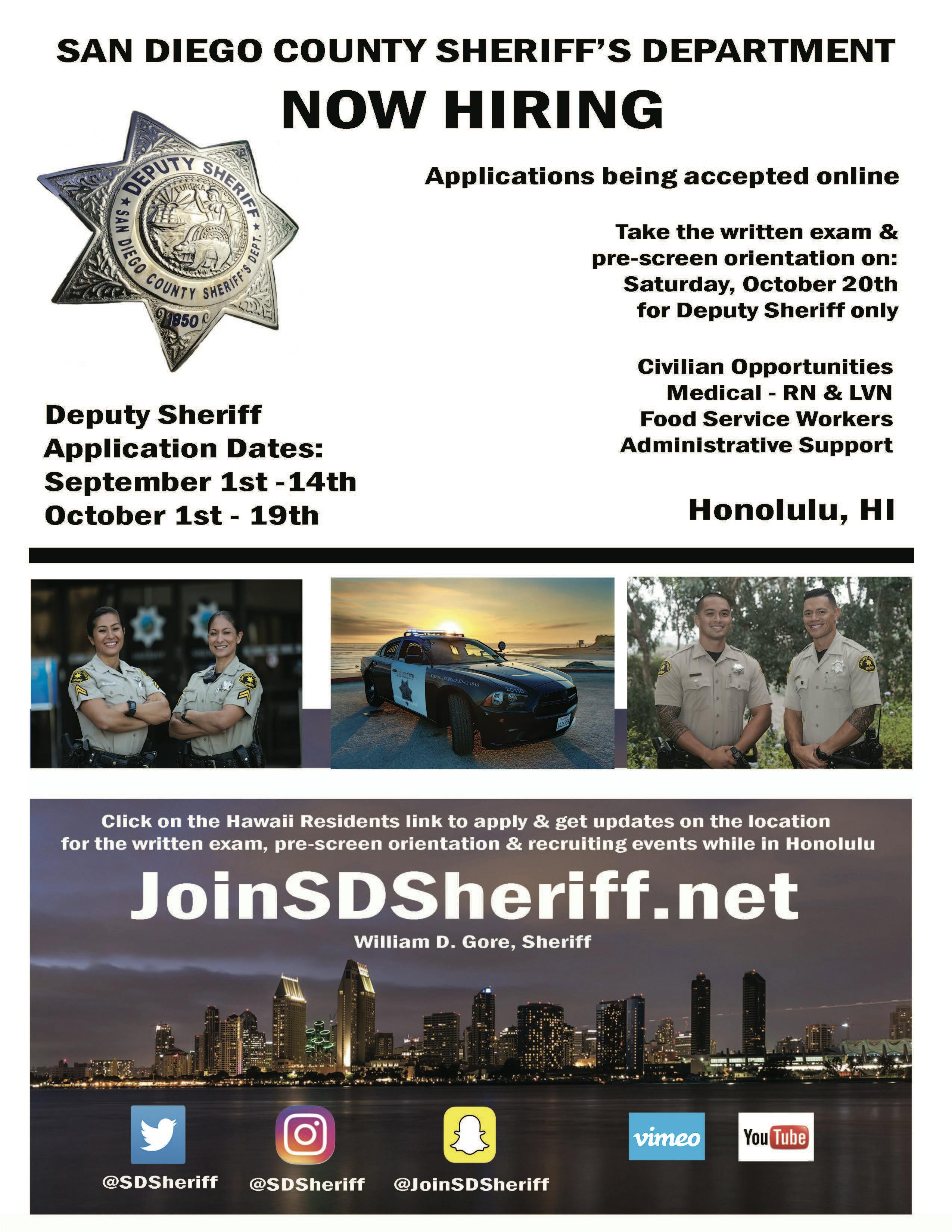 San Diego County Sheriff's Department at Chaminade University of Honolulu