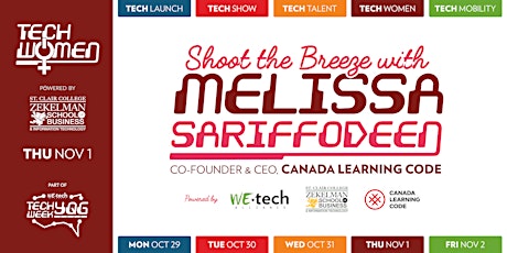 TECH WOMEN: Shoot the Breeze with Melissa Sariffodeen, Co-Founder and CEO of Canada Learning Code primary image