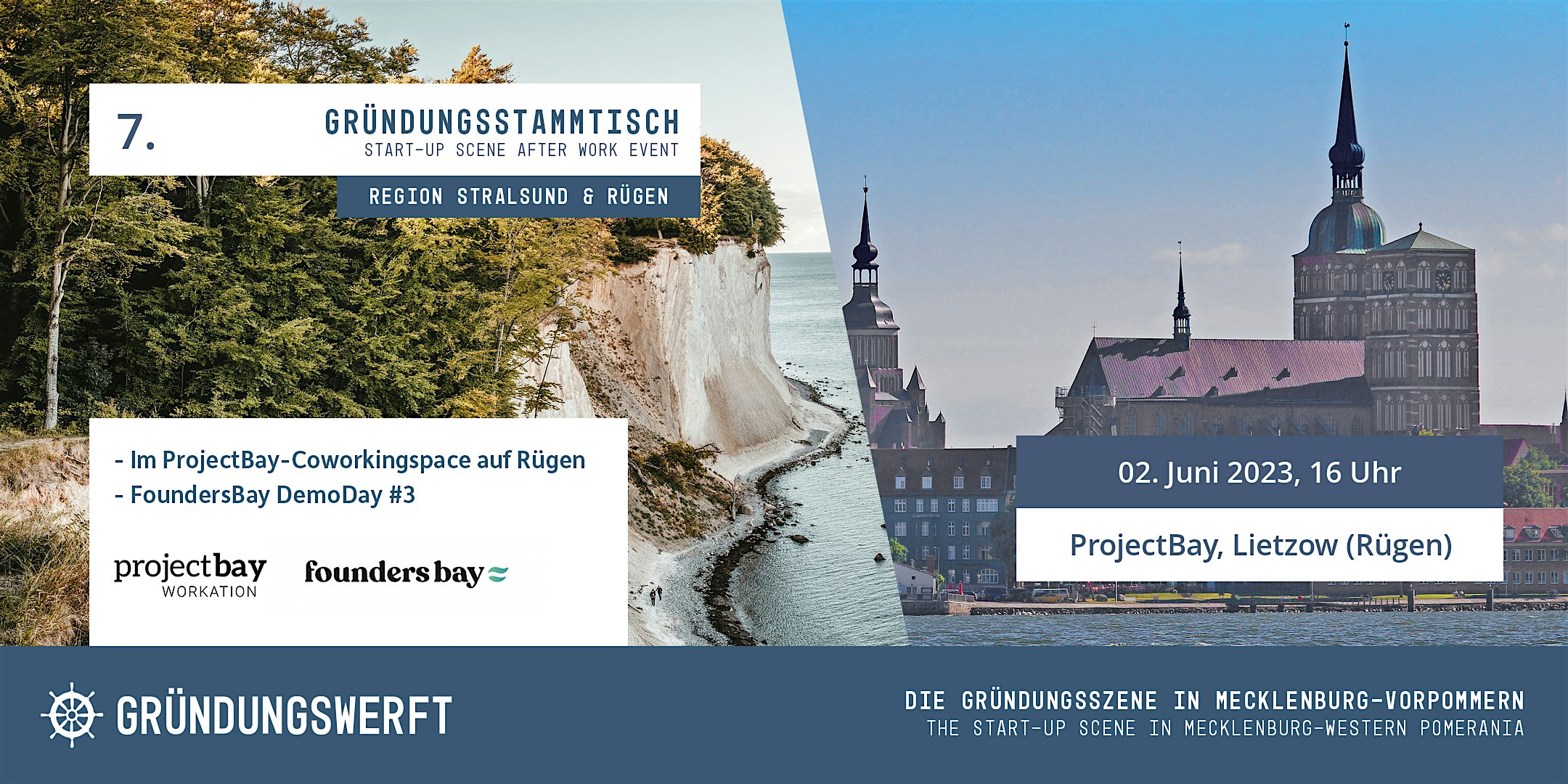 Veranstaltungsbild für die Veranstaltung 7. Gründungsstammtisch Rügen & Stralsund bei ProjectBay+DemoDay Foundersbay