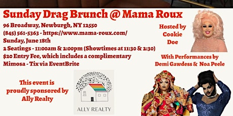 Special Pride Sunday Drag Brunch at Mama Roux - June 18th 2023