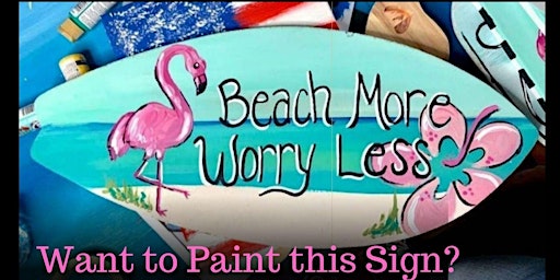 Paint the Fabulous Flamingo SURFBOARD SIGN at The primary image