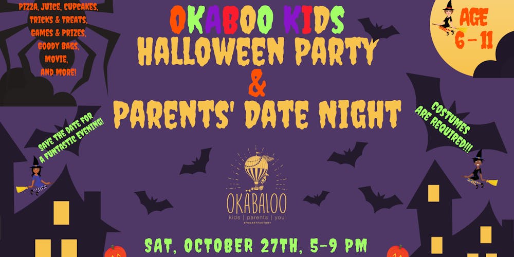 okaboo halloween kids party parents date night tickets sat oct 27 2018 at 500 pm eventbrite