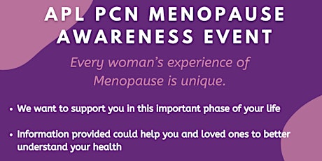 Imagem principal do evento APL PCN Menopause Awareness Event