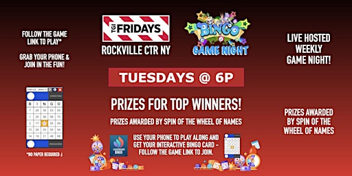BINGO Game Night | TGI Fridays - Rockville Center NY - TUE 6p primary image