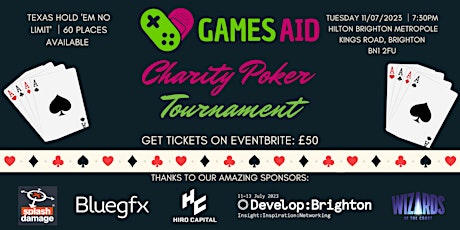 Games Aid Charity Poker Tournament at Develop: Brighton 2023 primary image