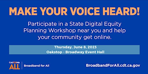 Broadband for All, Digital Equity, and BEAD Planning Workshop - Bay Area primary image