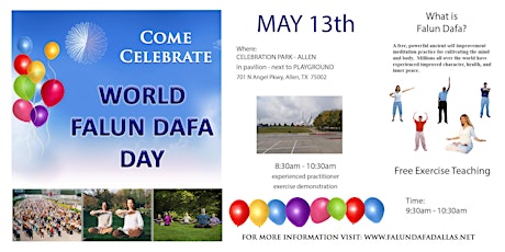 Imagem principal do evento World Falun Dafa Day Celebration