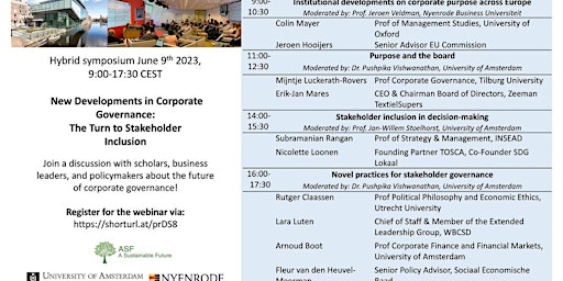 Symposium Stakeholder Inclusion in Corporate Governance, Univ. of Amsterdam primary image