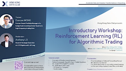 Imagem principal de HK Data Club 2023 May - Reinforcement Learning for Algorithmic Trading