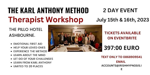 EMOTIONAL FIRST AID  -  THERAPIST WORKSHOP - LEARN THE KARL ANTHONY METHOD primary image