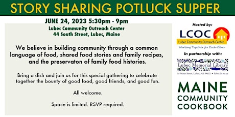 Maine Community Cookbook Story Sharing Potluck Supper