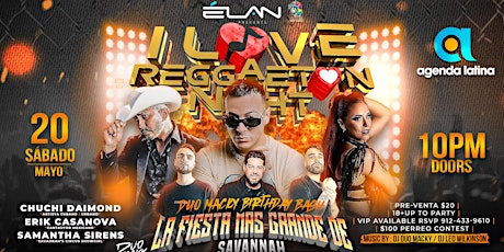 Latin Night: I Love Reggaeton at Elan (Sat. May 20th)