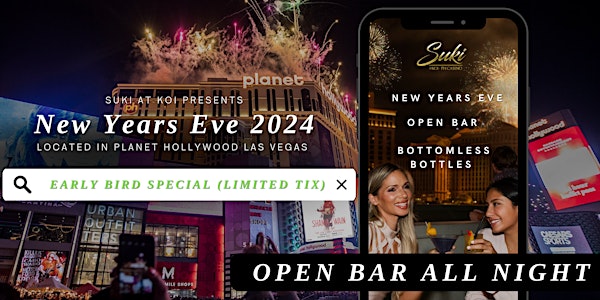 New Years Eve OPEN BAR  Bottomless-Bottles Strip FIREWORKS  Viewing Party