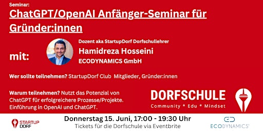 Hauptbild für ChatGPT/OpenAI Anfänger-Seminar für Gründer:innen