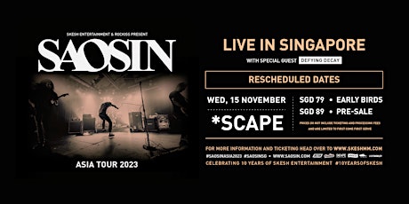 Saosin Live in Singapore 2023 primary image