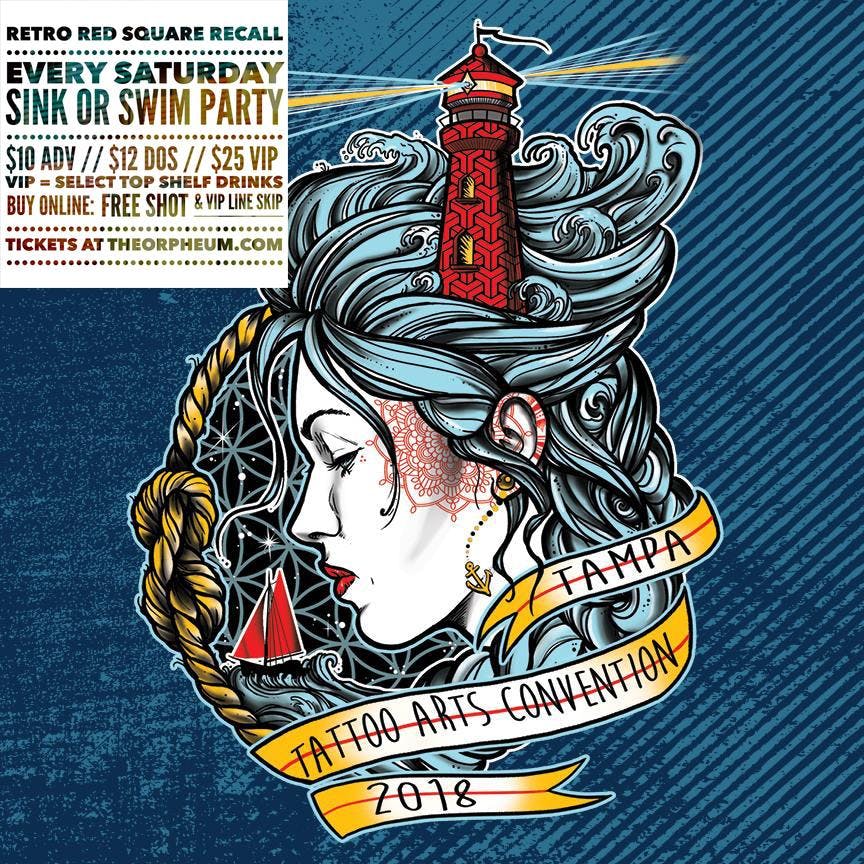Retro Red Square Recall - Sink Or Swim - Tattoo Convention after-party