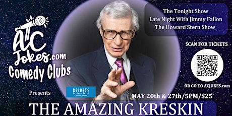 The Amazing Kreskin Resorts Casino- May 20 & 27- 5pm-World Famous Mentalist primary image