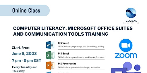 Computer literacy, microsoft office suites and communication tools training primary image