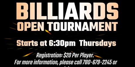 Thursday night Pool night Camrose open Billiards tournaments