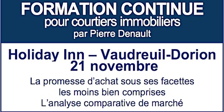 Formation continue 21 novembre - Holiday inn Express - Vaudreuil-Dorion primary image