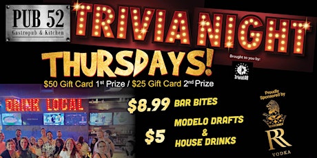Thursday Trivia Night Pub52 South Miami