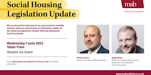 MSB Webinar - Social Housing Legislation Update primary image