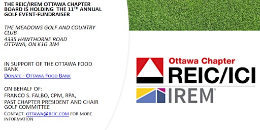 REIC/IREM Ottawa Chapter  Annual Golf Fundraiser primary image