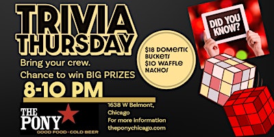 Immagine principale di TRIVIA THURSDAYS AT THE PONY INN 