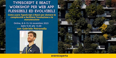 Immagine principale di TypeScript e React Workshop per web app flessibili ed evolvibili 