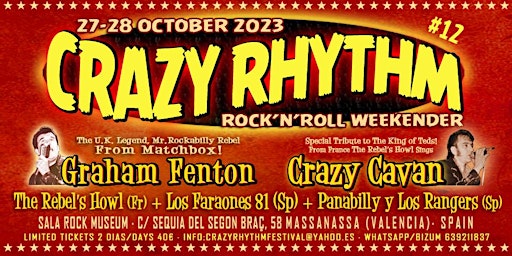 Imagen principal de CRAZY RHYTHM FESTIVAL DE ROCK AND ROLL EN MASSANASSA 27-28 OCTUBRE 2023
