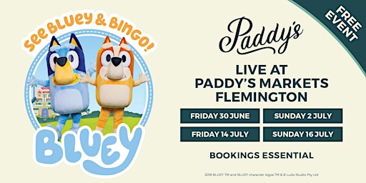 Bluey & Bingo Live Interactive Experience at Paddy’s Flemington primary image