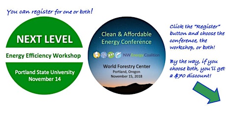 Efficiency Workshop (Nov 14) and Clean & Affordable Energy Conf. (Nov 15)  primary image