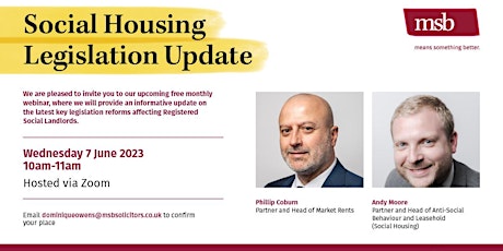 MSB Webinar - Social Housing Legislation Update