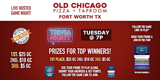 Trivia Game Night | Old Chicago - Fort Worth TX - TUE 7p primary image