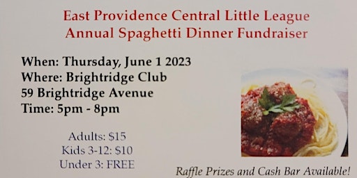 Imagem principal de East Providence Central Little League 2nd Annual Spaghetti Dinner