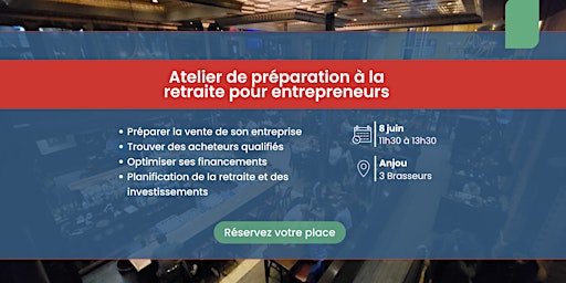 Atelier planification retraite pour Entrepreneurs | Anjou primary image